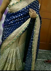 Wedding Saree With Golden Blouse