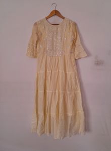 Lemon Yellow Embroidered Ethnic Gown/Kurta