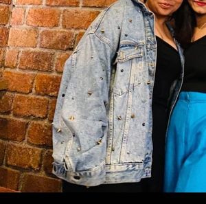 Denim Jacket with Stud Details