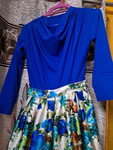 Floral Print Dress Cowl Neckline