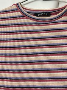 Zudio Striped Ruffle Crop Tee