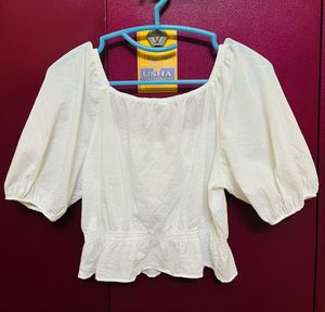 White Puff Sleeve Tops