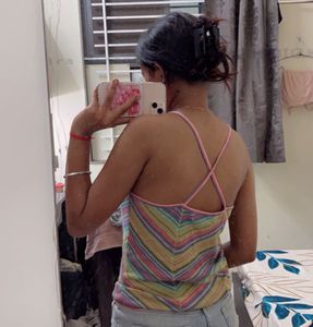 Multicolour Criss Cross Spaghetti Top