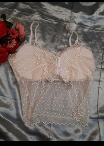 White Polka Dot Lace Cami