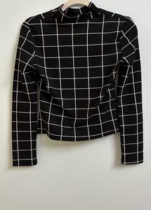 Black And White Checkered Turtle Neck Tee