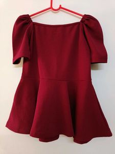 Maroon Peplum Top