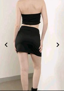 Shein Short Bandeau Top With black color Skirt