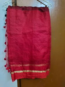 Double Colour Red Saree