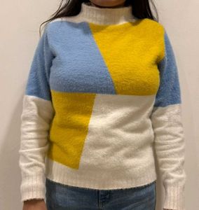 Color Block Turtleneck Sweater