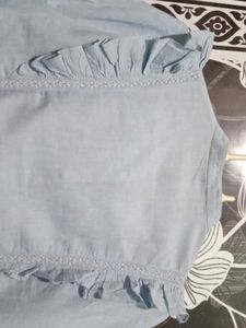Light Blue Ruffle Blouse