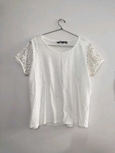 White Lace Sleeve Top