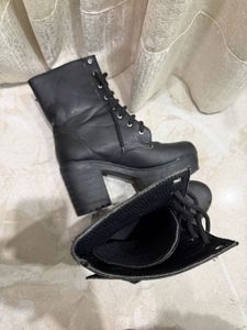 Black Lace-Up Ankle Boots
