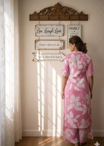 Pink Floral Kurta Set