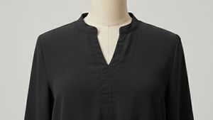 Elegant Black Long-Sleeve Blouse with Split Neckli