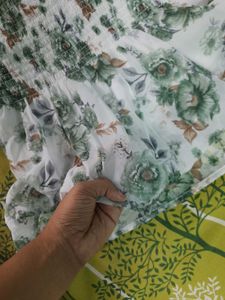 Floral Print Smocked Sheer Top