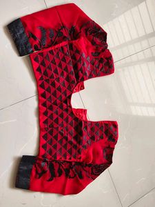 Red Georgette Saree With Blouse