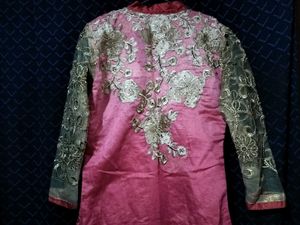 Embroidered Long Kurta &amp; Churidar Set For Women