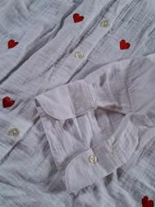 Cute Heart Print White Top