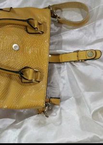 Yellow Snakeskin Satchel