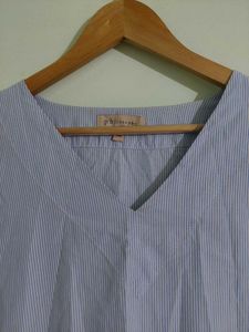 Sky Blue Striped Bell Sleeve shirt