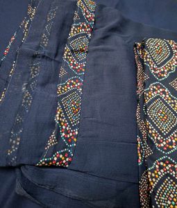 Navy Blue Printed Suit Material