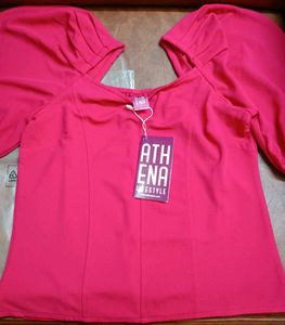 Chic Pink Power Shoulder Top