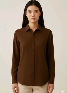 Elegant Brown Button-Down Shirt all sizes