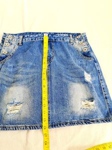 Denim Ripped Skirt