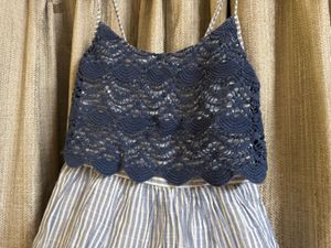 Blue Crochet Striped Dress
