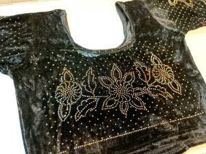 Black Velvet Embellished Blouse