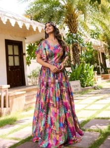 Beautiful Floral Gown With Belt