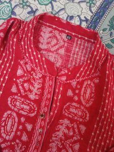 Red Kurti With Pants (Full Set)