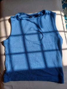 Blue Cut-Out Tank Top