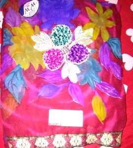 Floral Hand-Painted Silk Saree