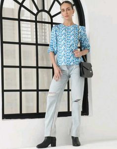 Peasant Sleeves Floral Printed Top(Free Delivery)