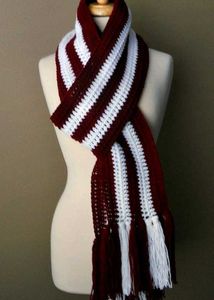Burgundy & White Striped Scarf