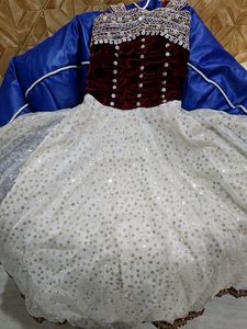 Elegant Maroon &amp; White Party Dress