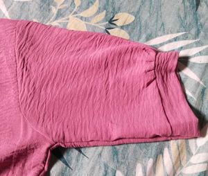 Pink Textured Tie-Waist Top