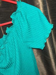 Cute Green Ruffle Top