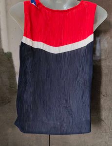 ZARA Basic Colorblock Sleeveless Pleated Top