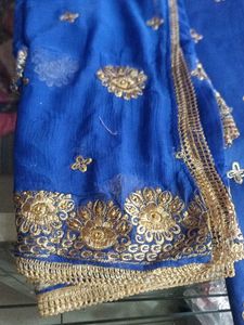Blue &amp; Gold Embroidered Salwar Suit
