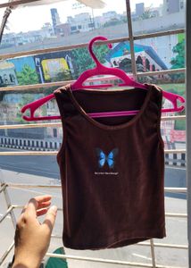 A Blue Butterfly Cute Brown Top