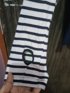Blue And White Striped With Thumb Insert