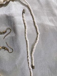 White Necklace With Earrings