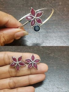 Green Flower Jewelry Set