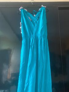 Turquoise V-Neck Summer Dress