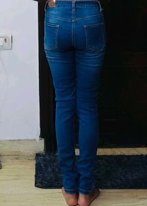 Navy Blue Jeans With Faded Style
