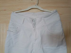 White Jeans 3 Button For Women