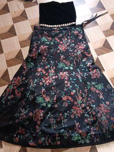 Floral Black Velvet Two-Piece Set