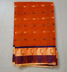 New Orange Embroidered tant Saree 🎶